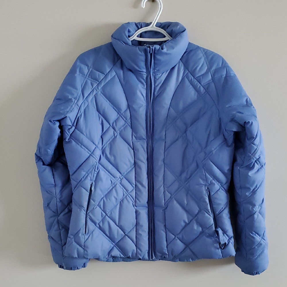 Columbia Sky Quilted Puffer Blue Winter Jacket Insulated With Down Feathers Sz M